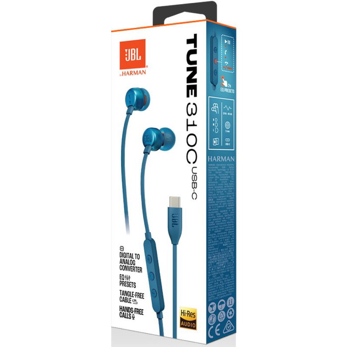 JBL Tune 310C Auriculares Intrauditivos USB-C Azules JBL Tune 310C Auriculares Intrauditivos USB-C Azules